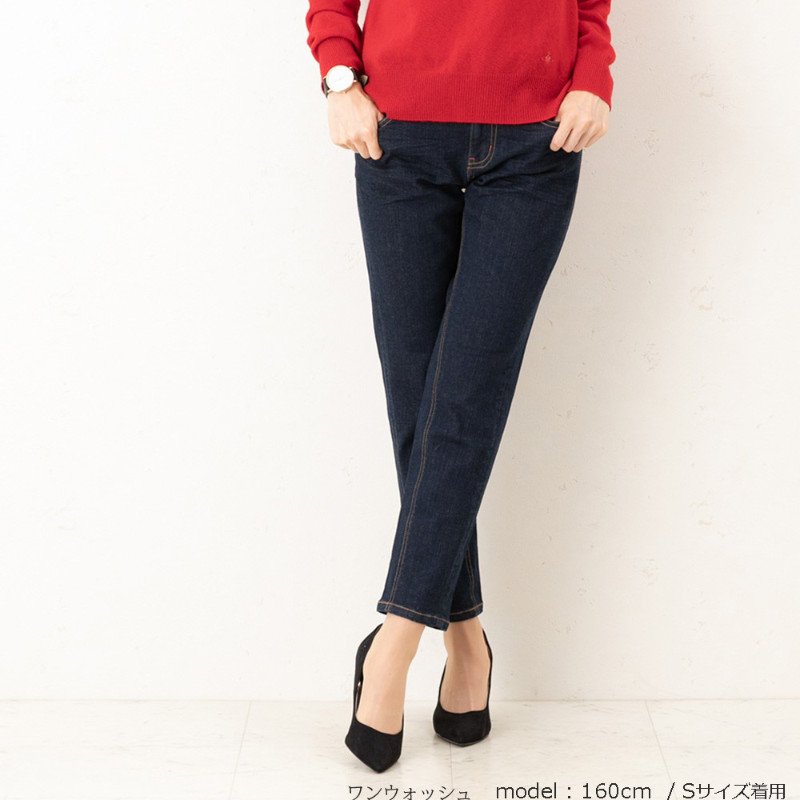 デニム　ジップボーイフレンドパンツ w-37429