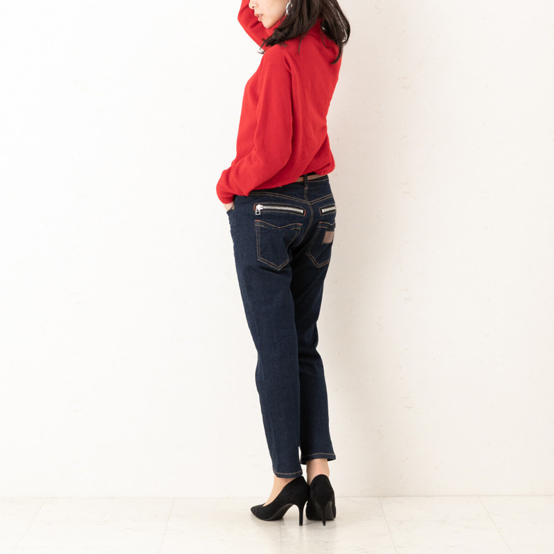 デニム　ジップボーイフレンドパンツ w-37429