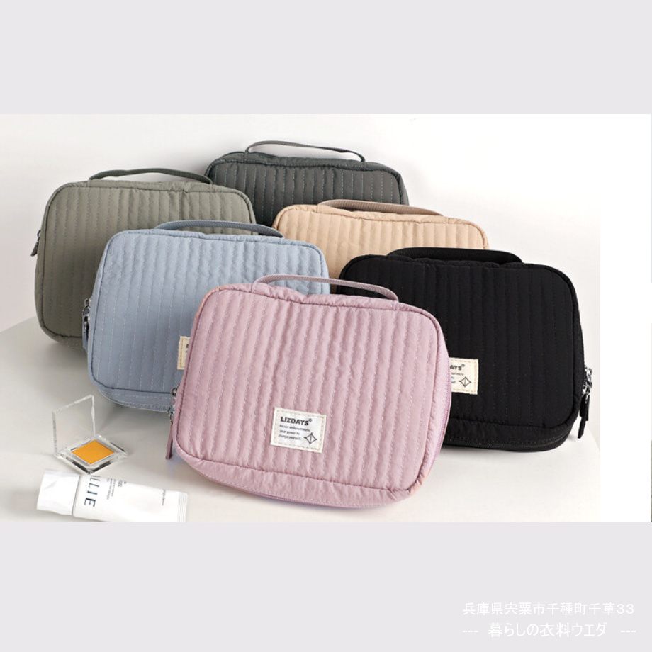 【 LIZDAYS】多収納撥水ヌビ風化粧ポーチ/小物入れ 暮らしの衣料ウエダ 兵庫県宍粟市千種町千草33