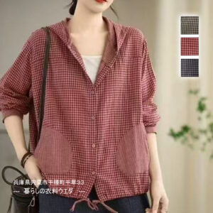 【レディース】綿100%ダブルガーゼフード付オーバーシャツ 千種町暮らしの衣料ウエダ