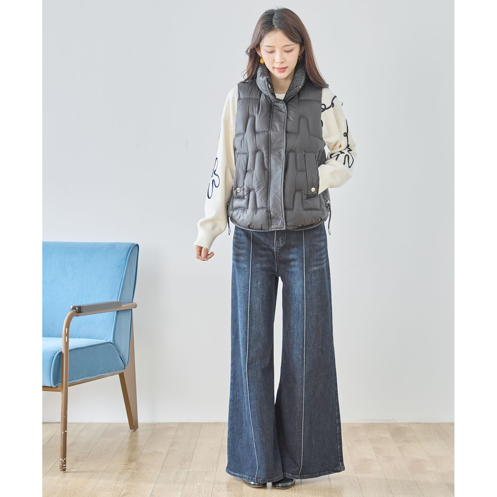 【レディース】中綿キルティングベスト