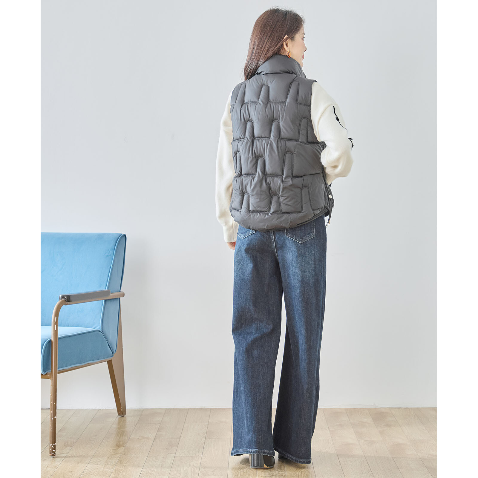 【レディース】中綿キルティングベスト