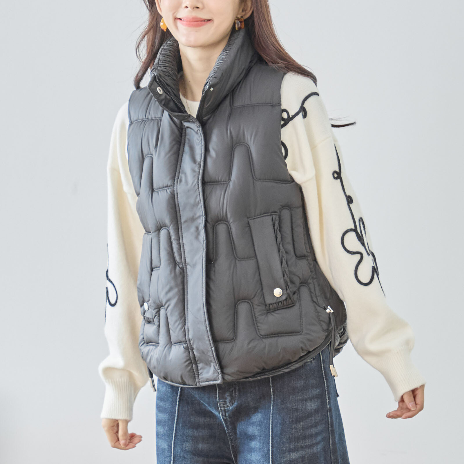 【レディース】中綿キルティングベスト