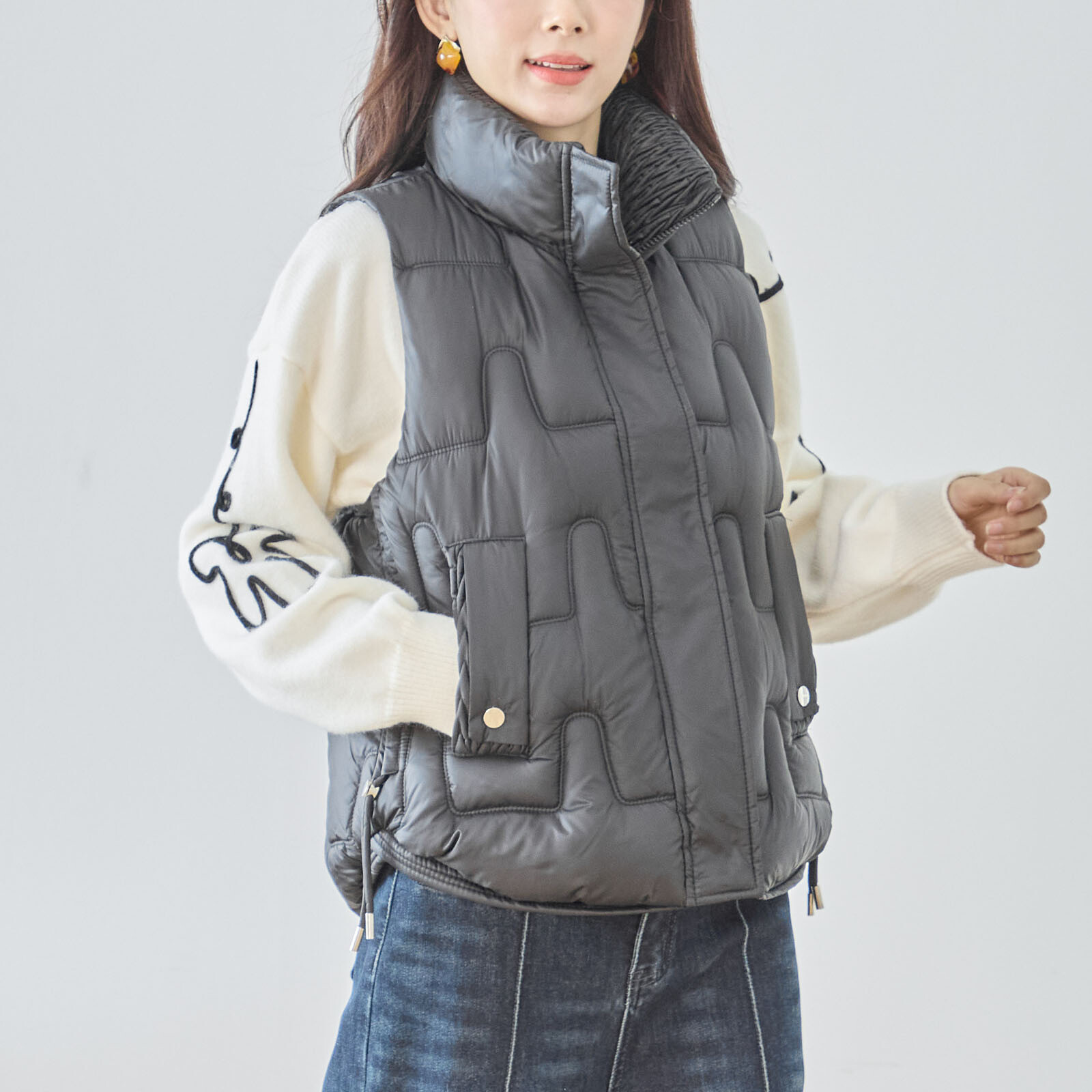 【レディース】中綿キルティングベスト