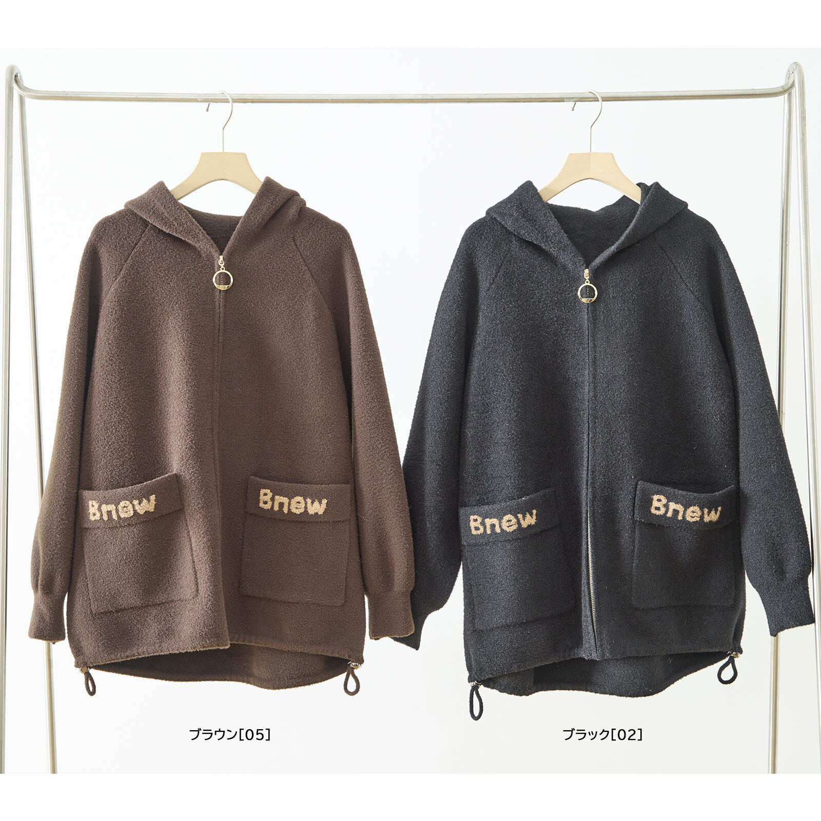 【レディース】バックくまビジュー使いフード付きブルゾン