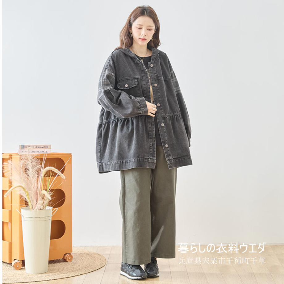 レディースMLフード&パッチ|デニムジャケット¥4500|宍粟市千種町ウエダ