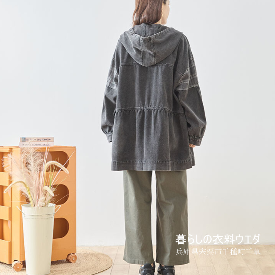 レディースMLフード&パッチ|デニムジャケット¥4500|宍粟市千種町ウエダ