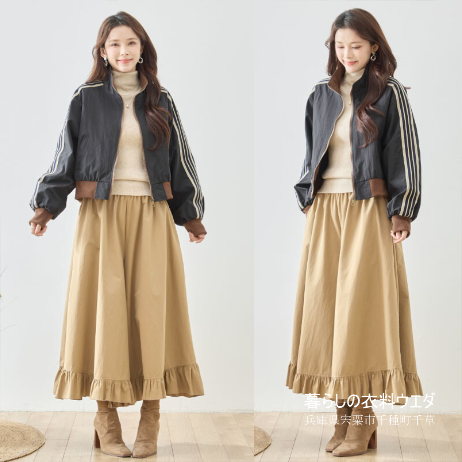 【レディース】【M-L】袖ライン仕様ショート丈ブルゾン｜千種町ウエダ