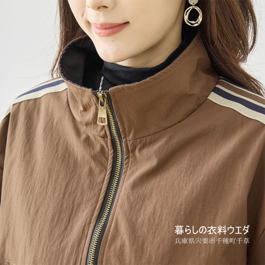 【レディース】【M-L】袖ライン仕様ショート丈ブルゾン｜千種町ウエダ